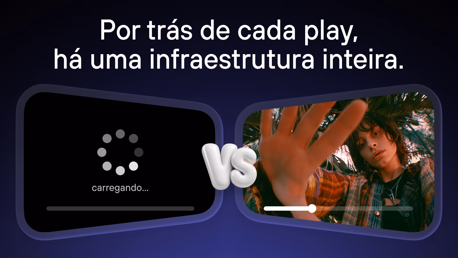 Dois players lado a lado: um carregando e outro reproduzindo vídeo
