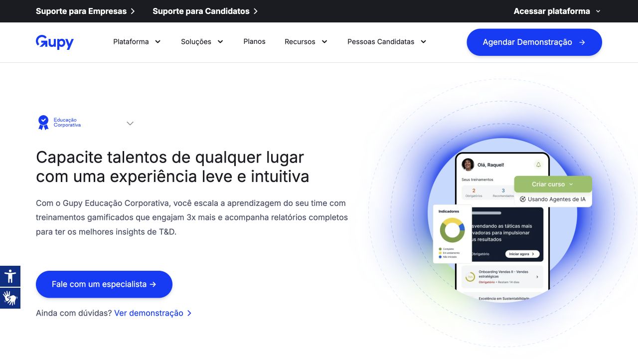 Página da Gupy Educação Corporativa