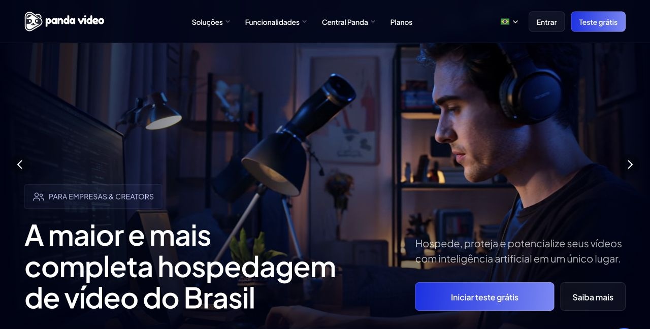Página da Panda Video em português