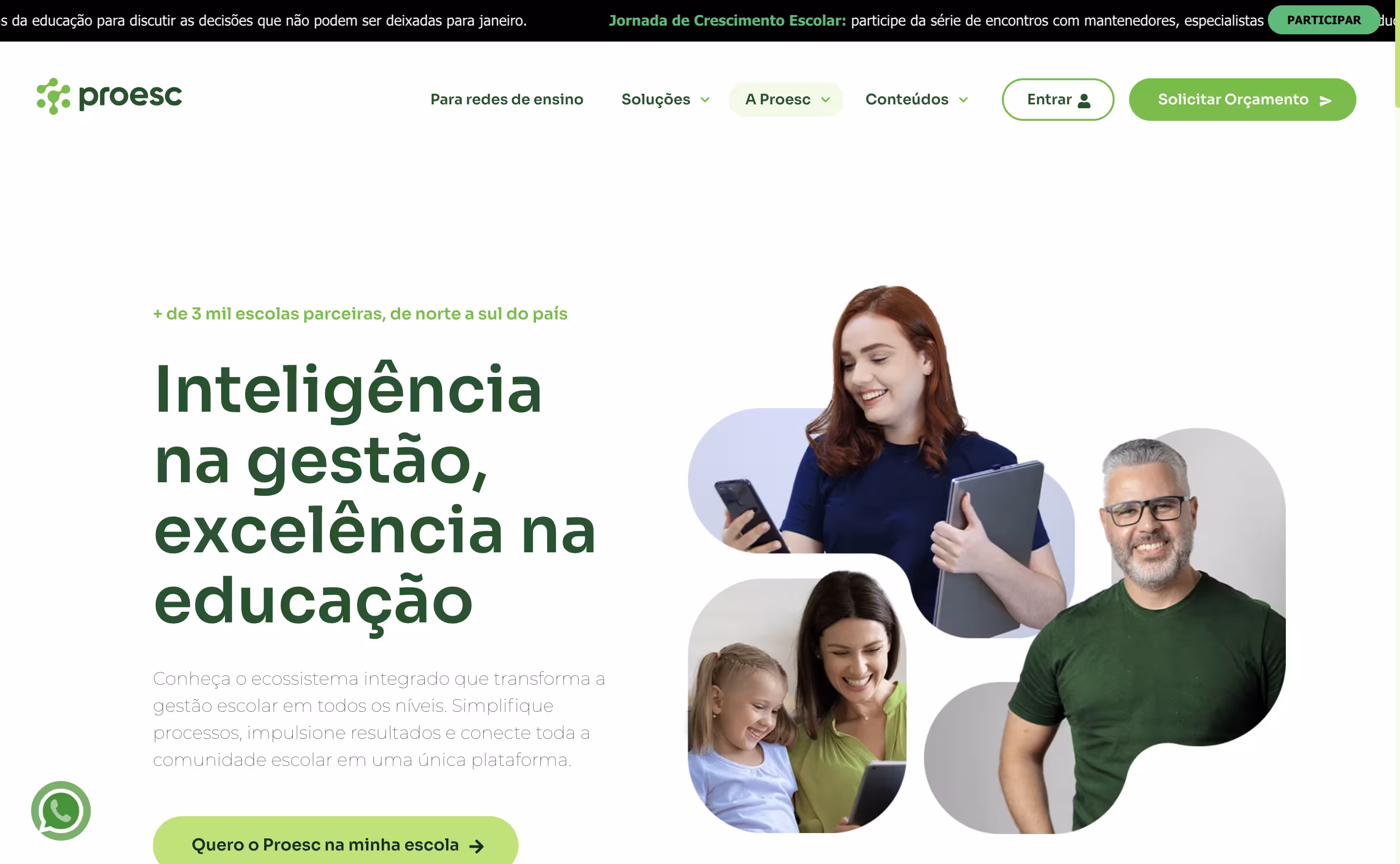 Página inicial da Proesc