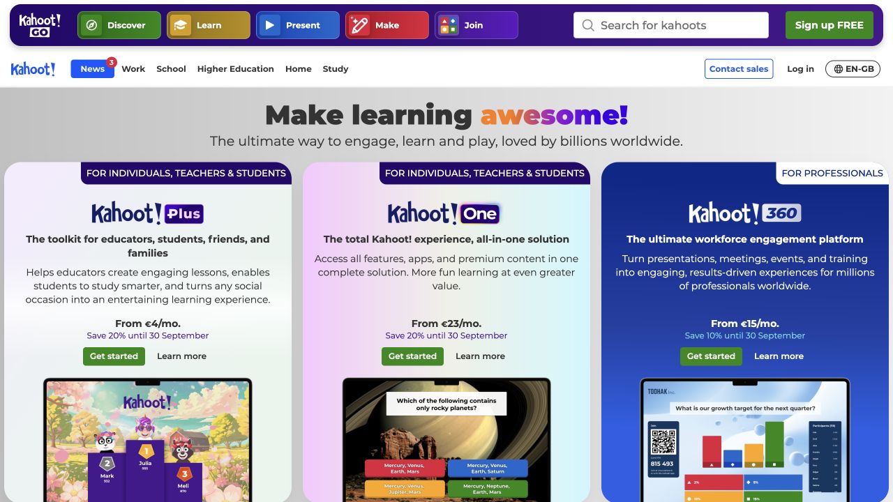 Kahoot! official website homepage