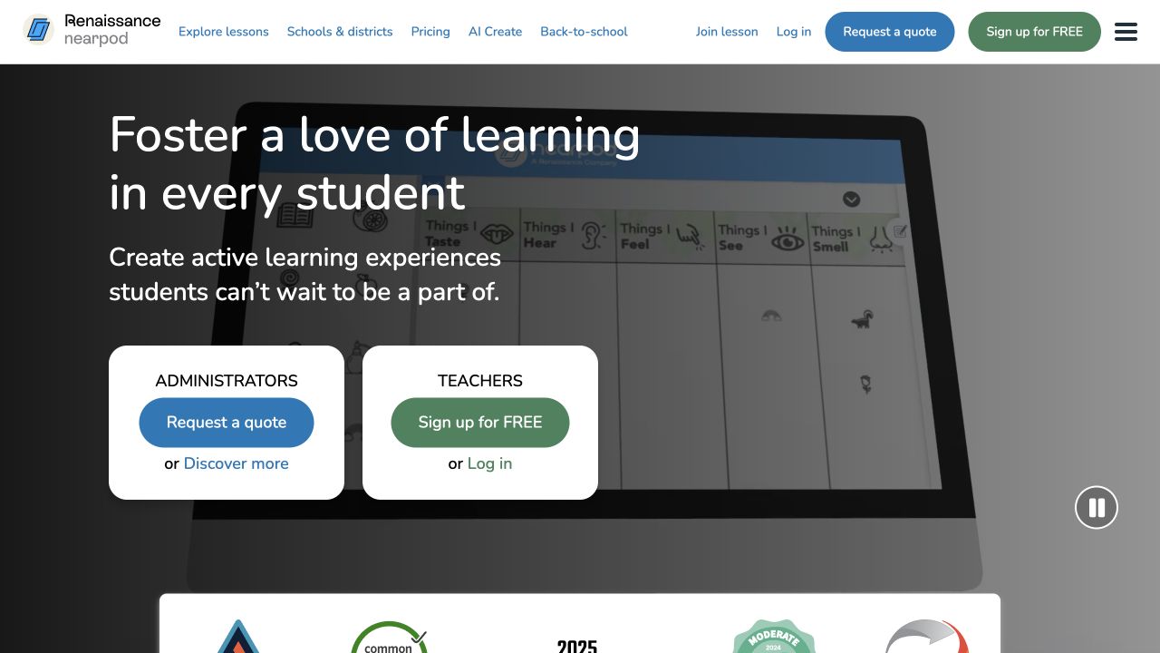 Nearpod official website homepage