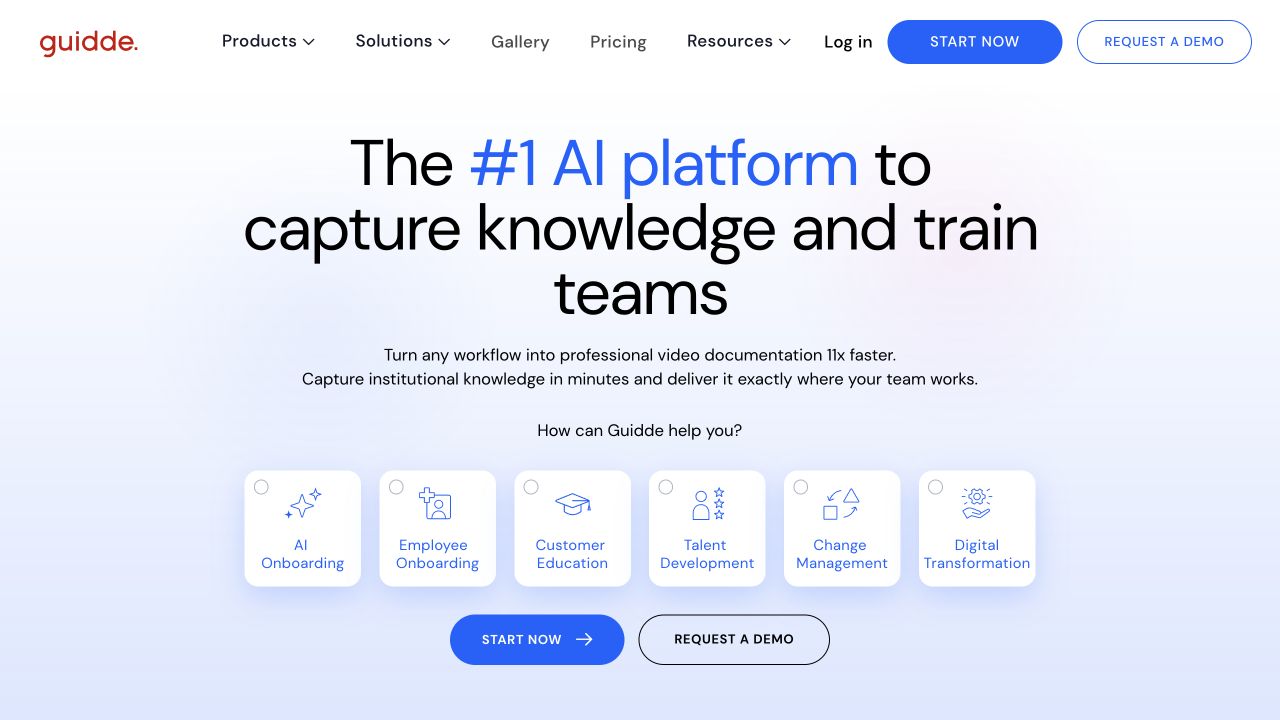Guidde homepage