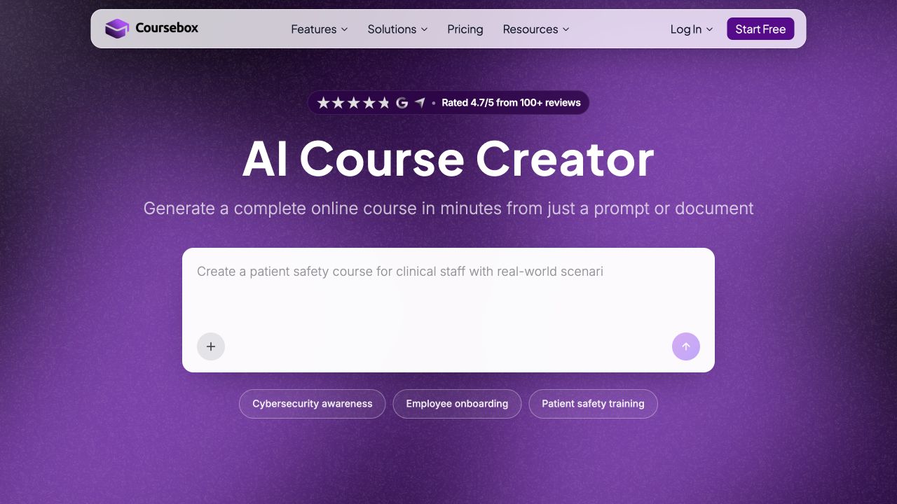 Coursebox homepage