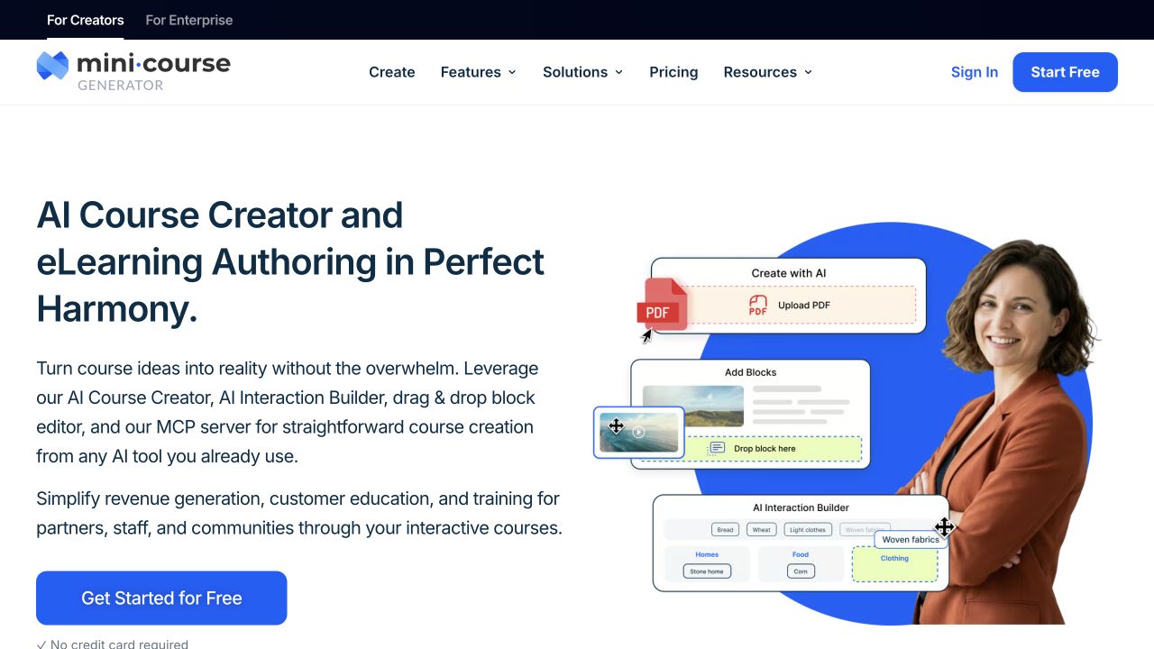 Mini Course Generator homepage