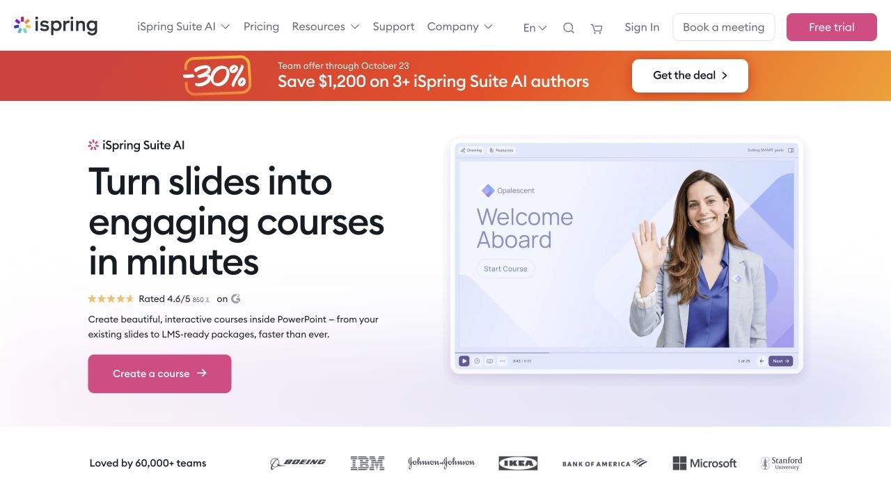 iSpring Suite product homepage screenshot