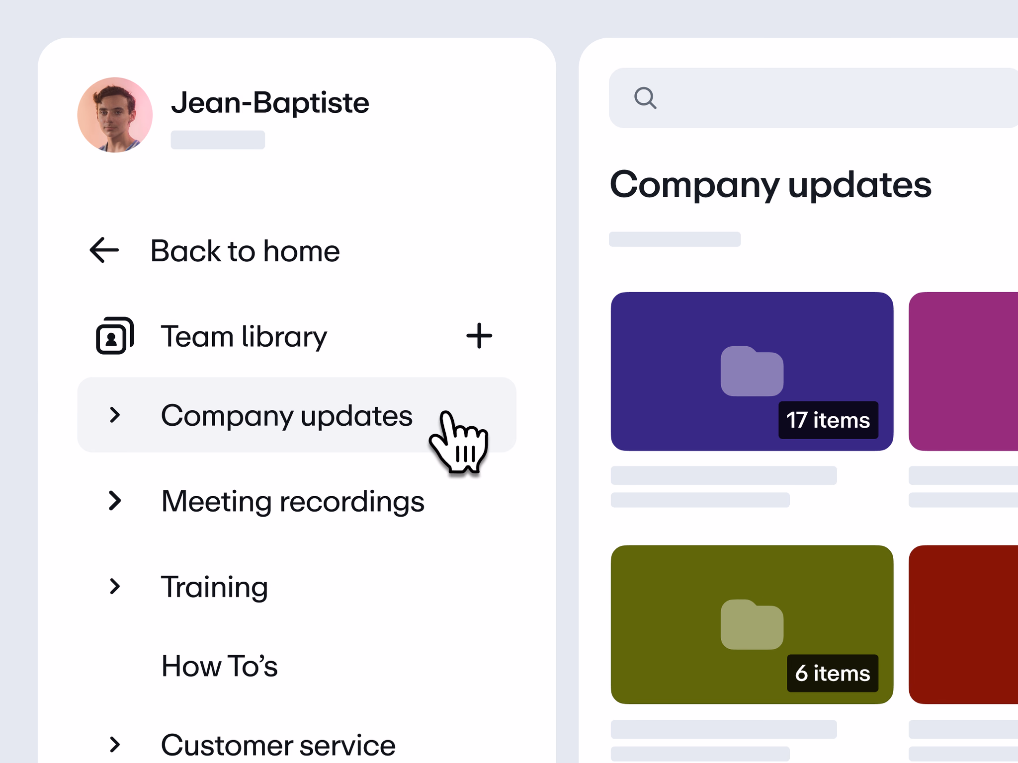 Video library with folders, privacy, file size and modified-date controls