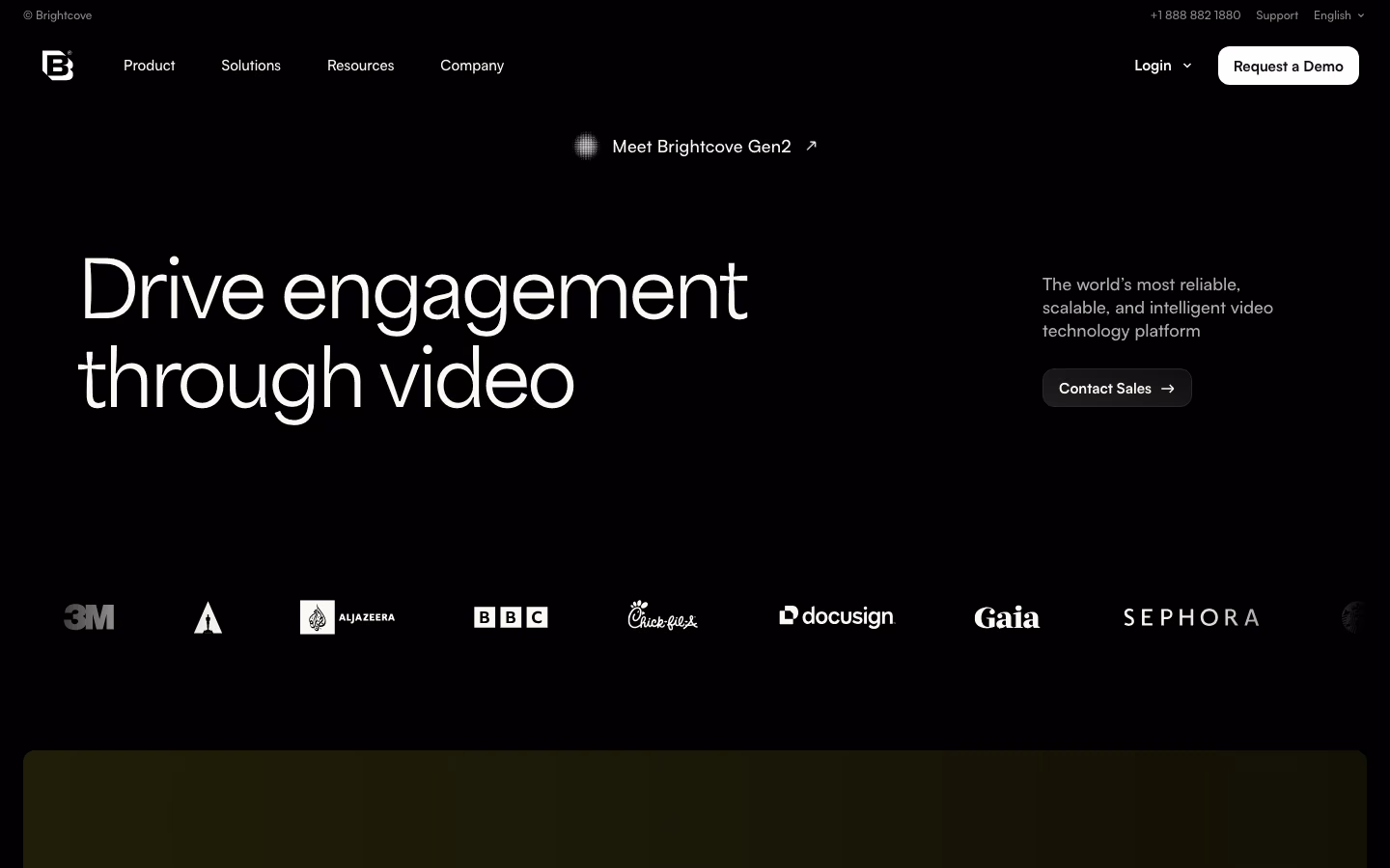 Brightcove homepage