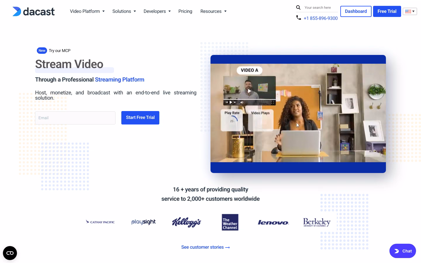 Dacast homepage