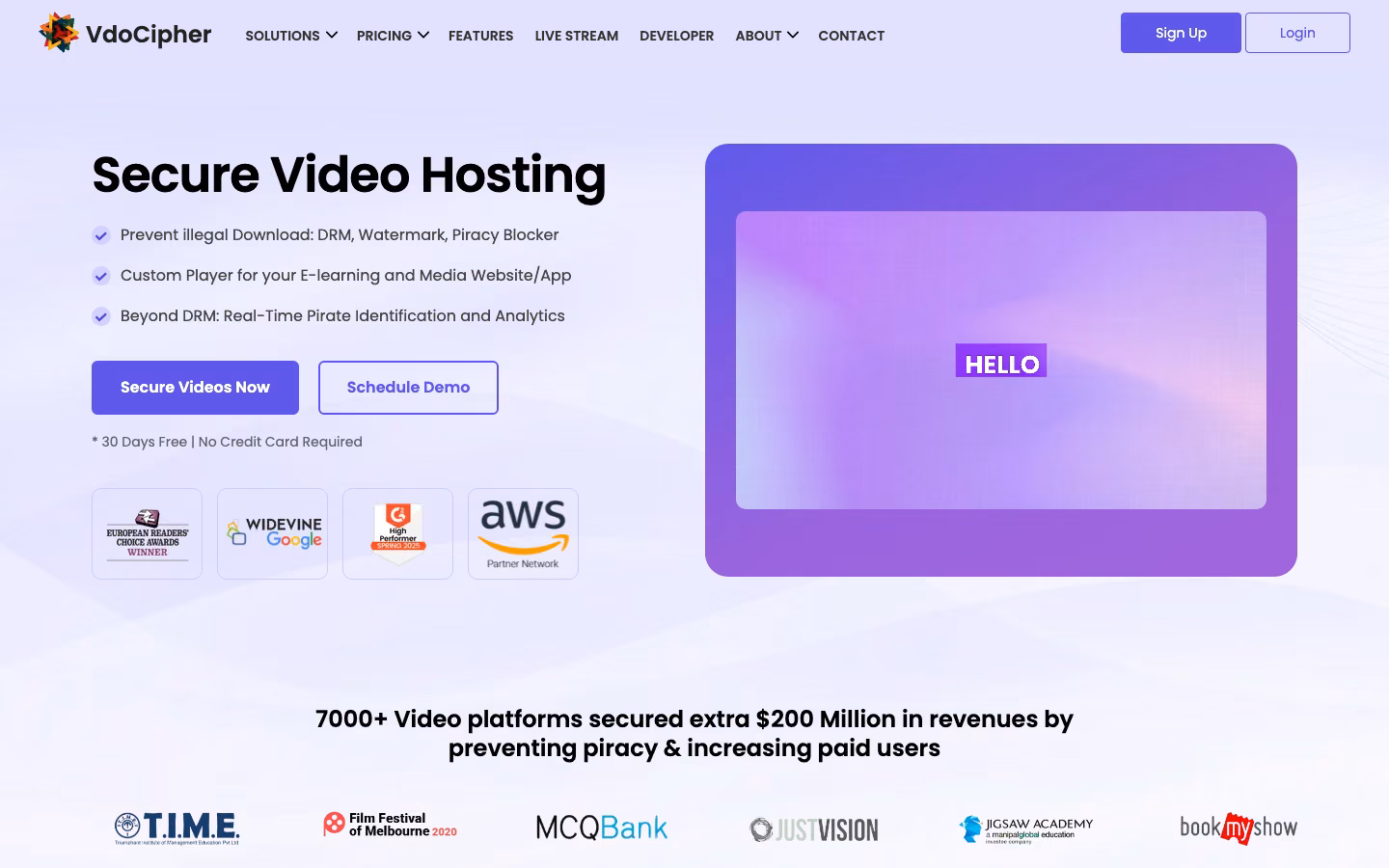 VdoCipher homepage