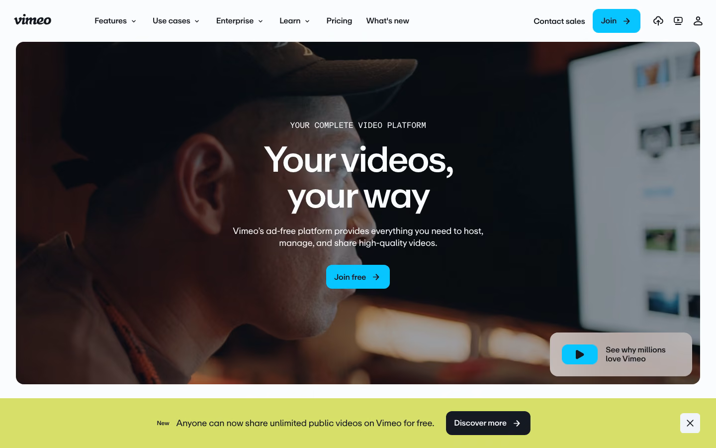 Vimeo Enterprise homepage