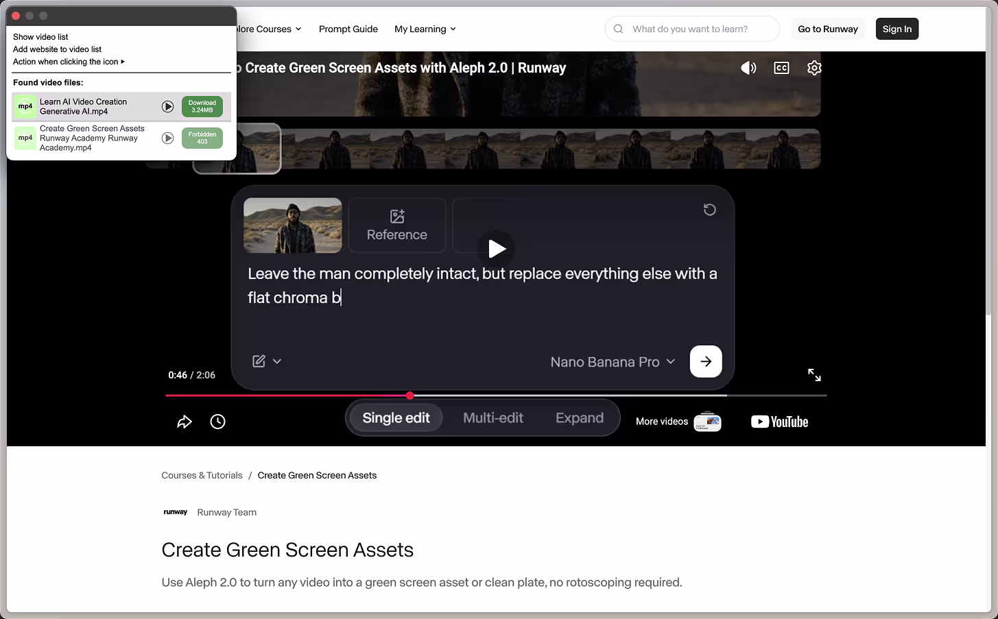 A free browser extension pulling an unprotected MP4 from a video page in one click.