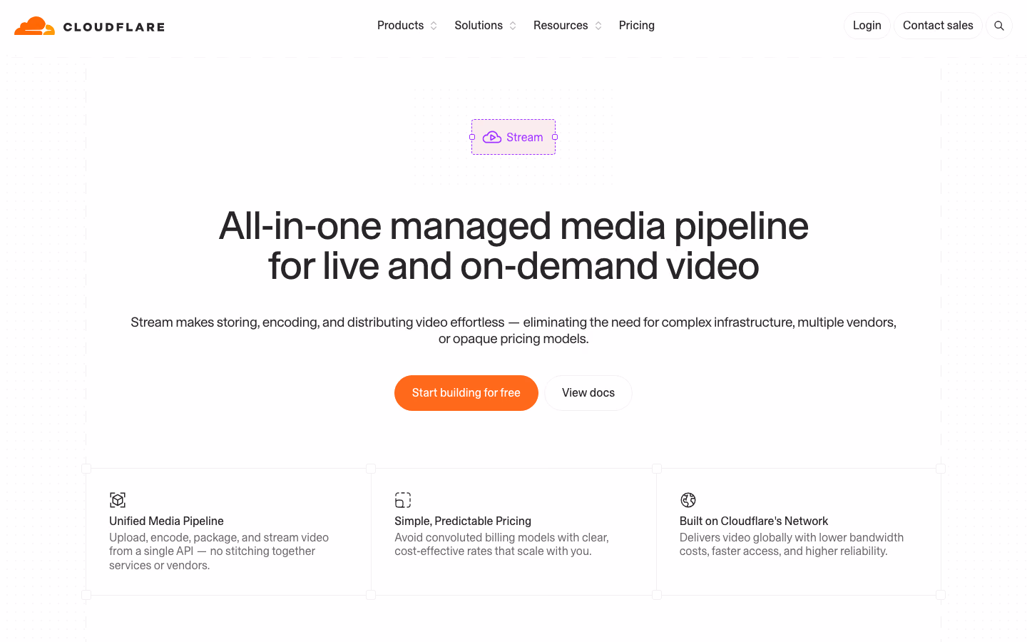 Cloudflare Stream product page