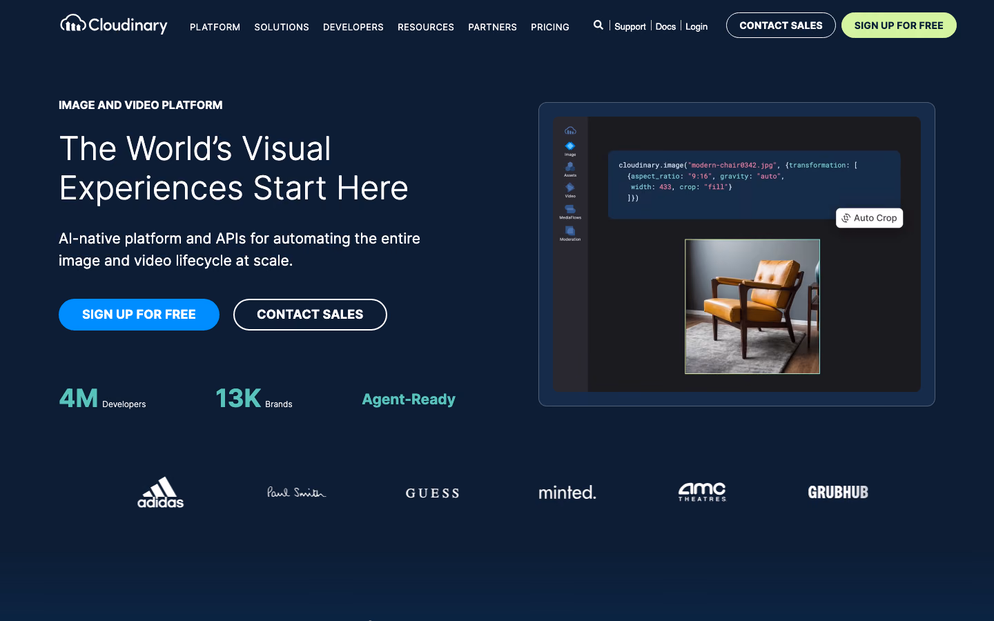 Cloudinary homepage