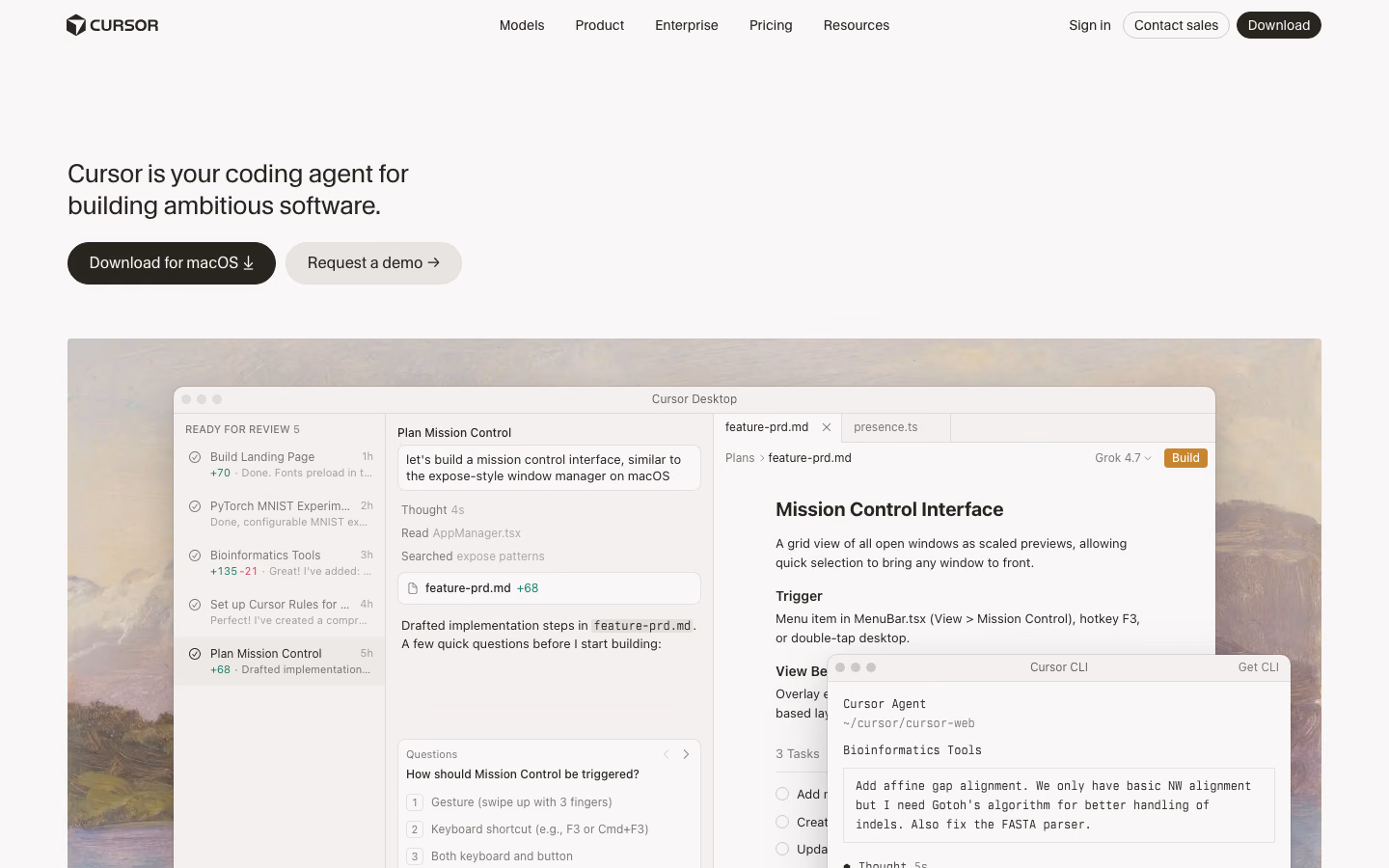 Cursor homepage
